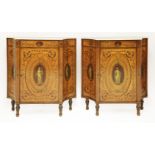A pair of George III satinwood and crossbanded pier cabinets, in the manner of Thomas Sheraton, each