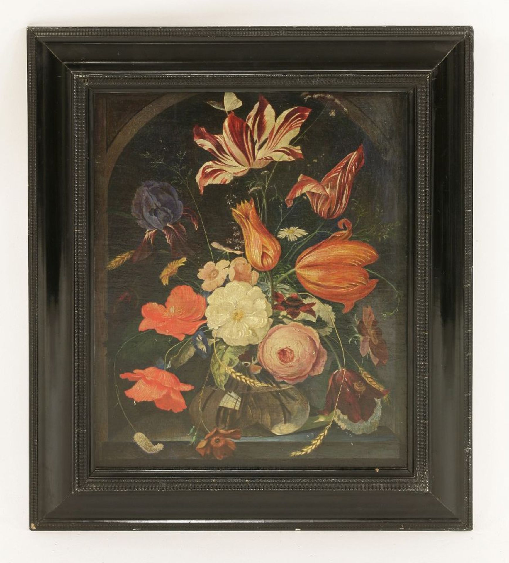 Manner of Nicolaes van VerendaelA STILL LIFE OF FLOWERS IN A GLASS VASE IN A NICHEOil on panel52 x - Image 2 of 3