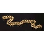 A Regency gilt metal belcher chain with a hand clasp, textured links with raised star decoration