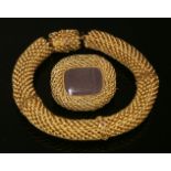 A Georgian or Regency mesh link bracelet and matching brooch/pendant, c.1820,the circular setting,