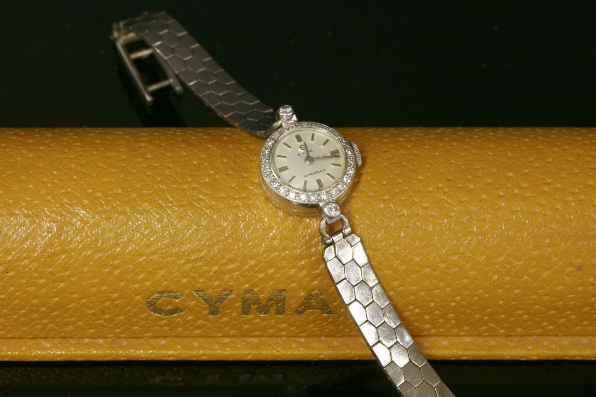 A ladies' diamond set Cyma mechanical cocktail watch on a later bracelet, a circular case and - Image 3 of 3