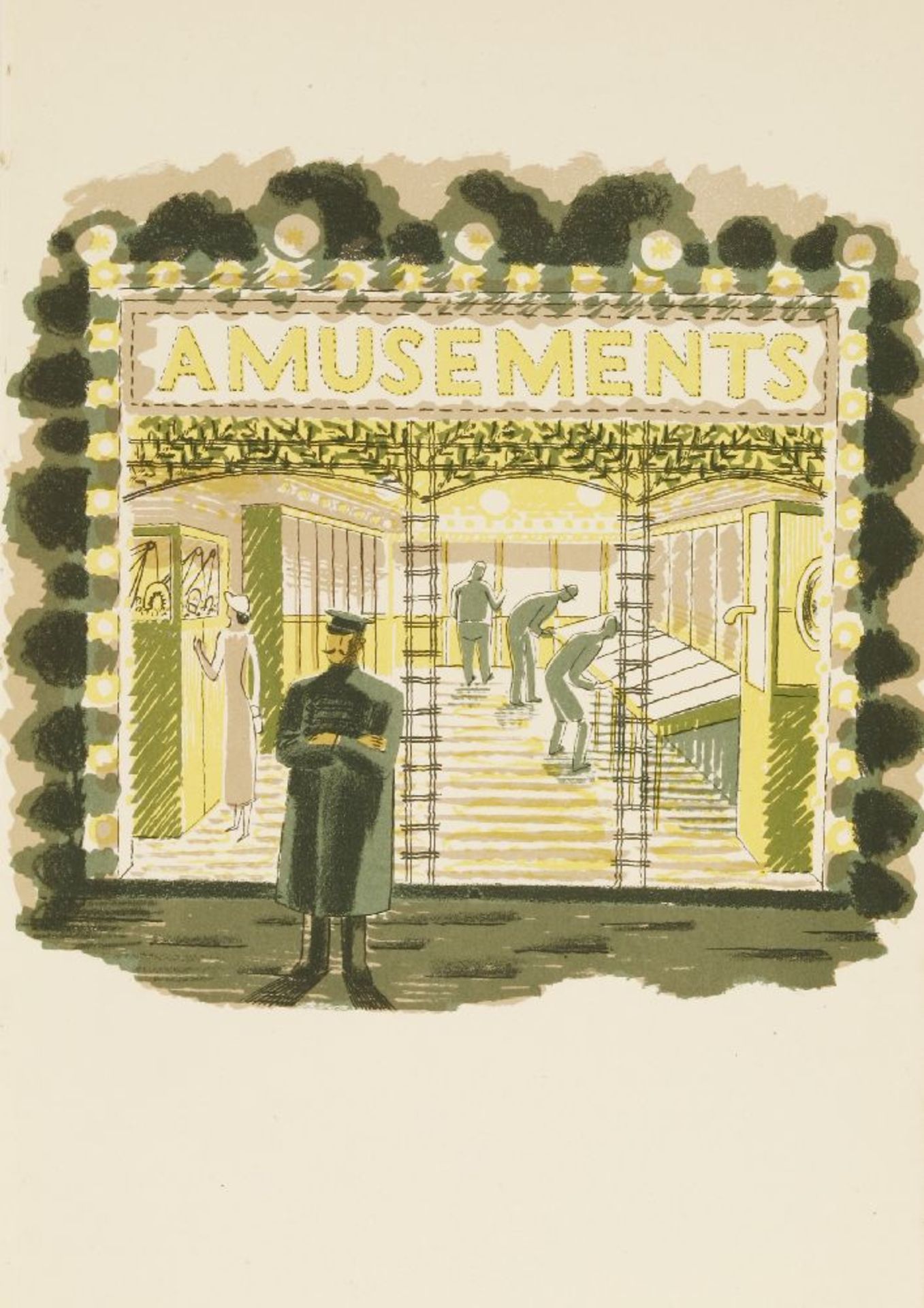 Eric Ravilious (1903-1942)'AMUSEMENTS'Lithograph, from 'High Street', c.193823 x 15cm, unframed