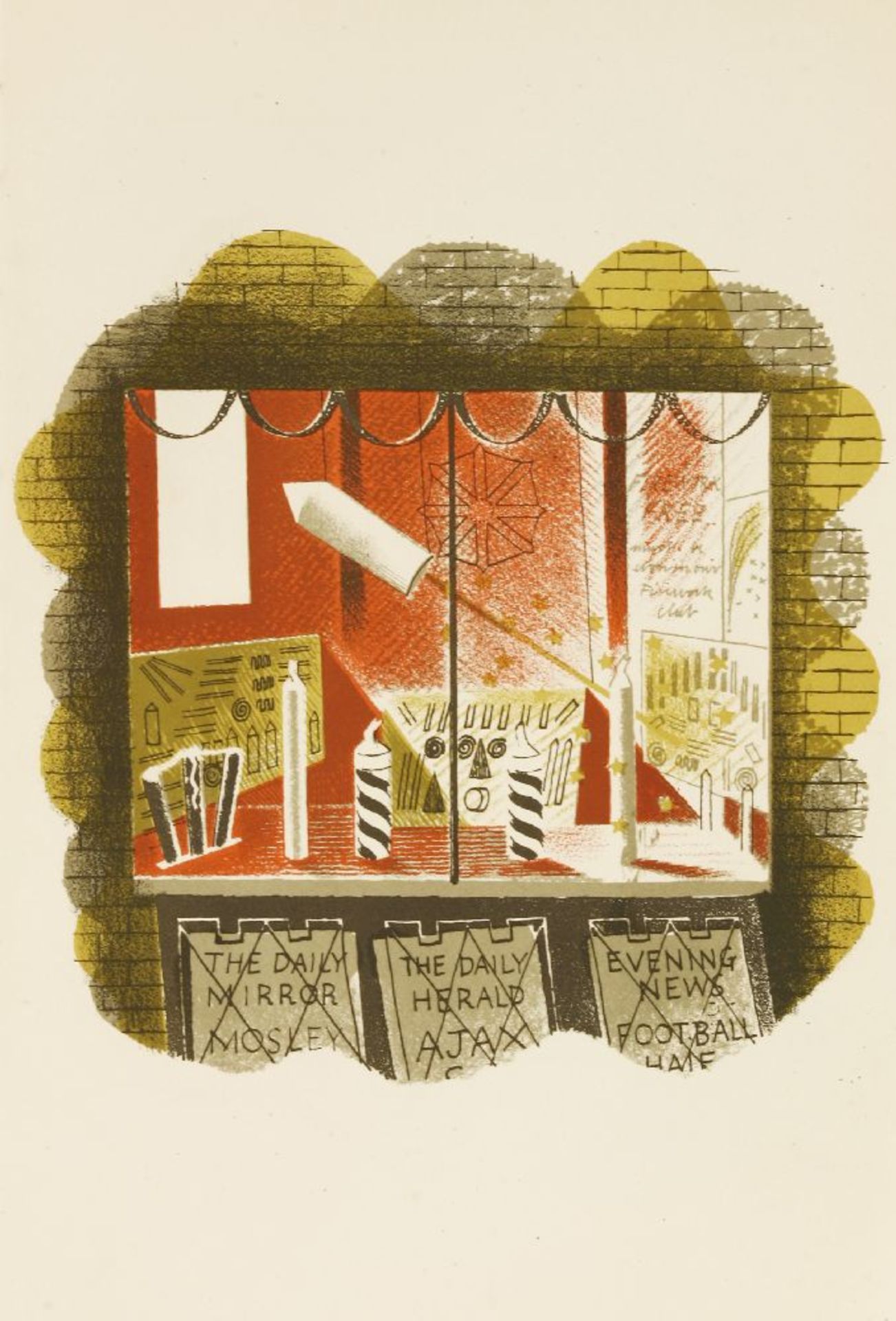 Eric Ravilious (1903-1942)'FIREWORKS'Lithograph, from 'High Street', c.193823 x 15cm, unframed