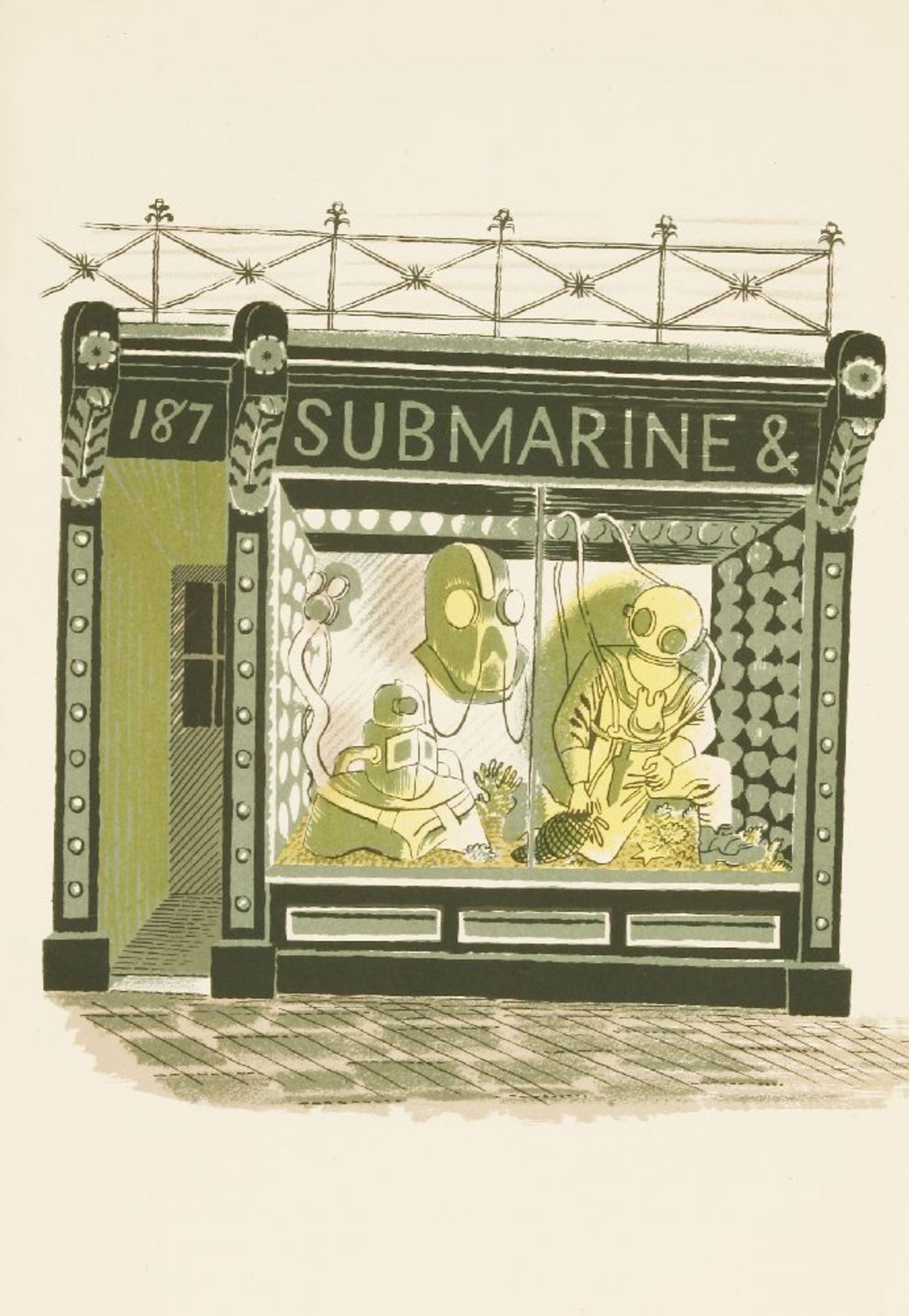 Eric Ravilious (1903-1942)'SUBMARINE & DIVING'Lithograph, from 'High Street', c.193823 x 15cm,