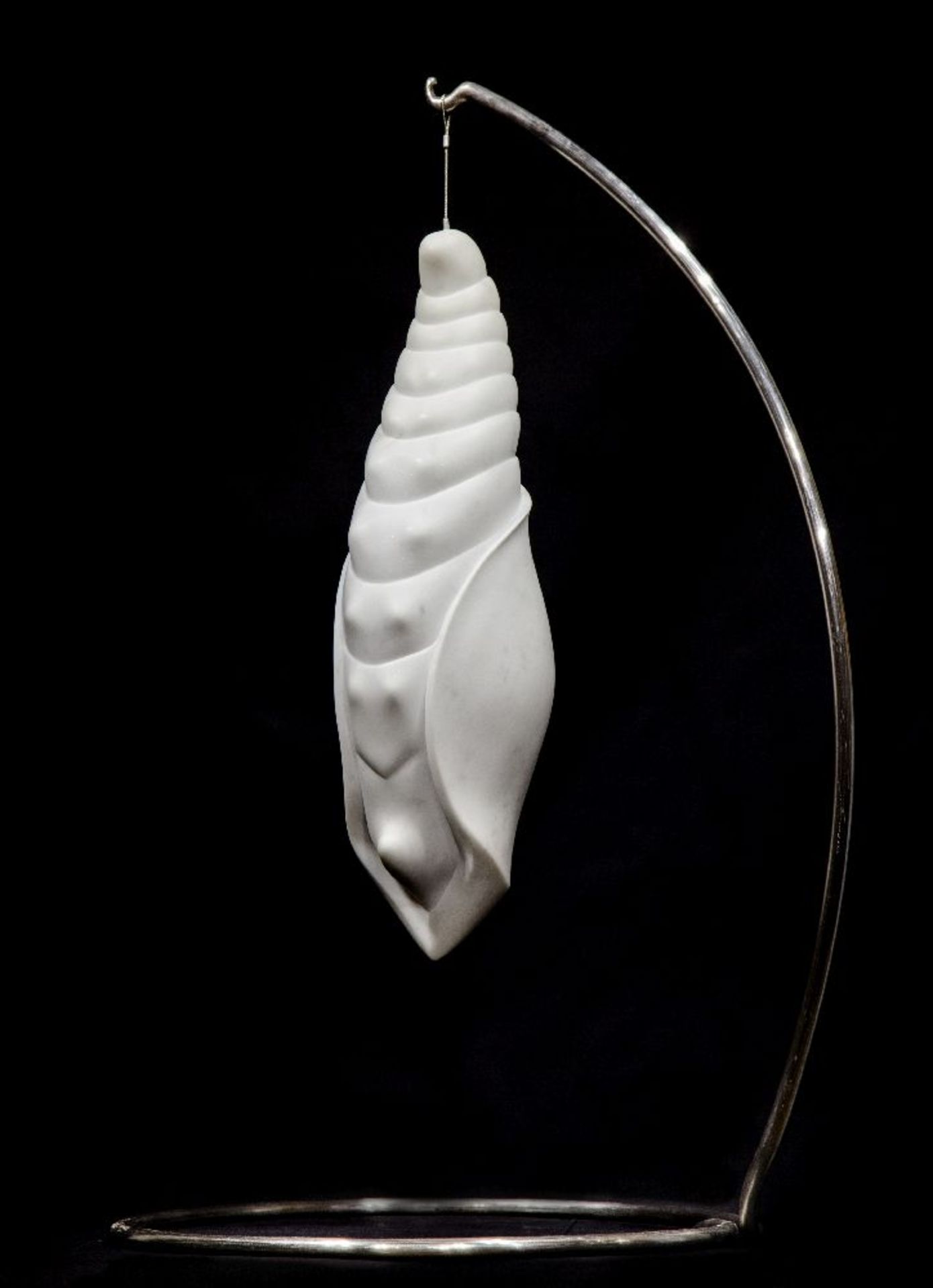 *Kim Francis (contemporary)CHRYSALISCarrara statuary marble and stainless steel20cm wide, 25cm deep,