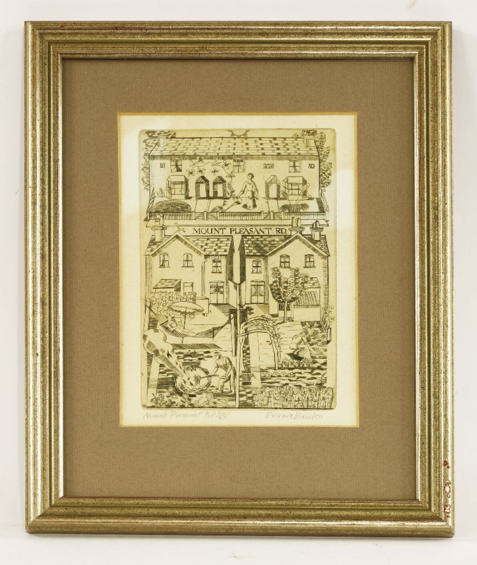 *Edward Bawden RA (1903-1989)'MOUNT PLEASANT RD.'Etching, signed, inscribed with title, numbered - Image 2 of 4