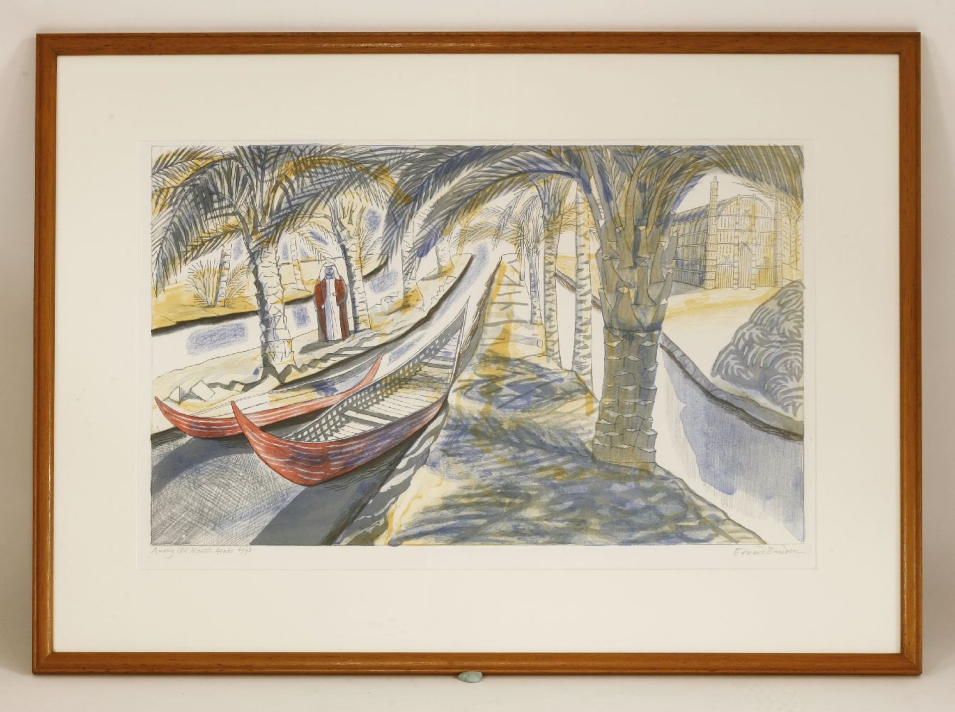 *Edward Bawden RA (1903-1989)'AMONG THE MARSH ARABS'Colour lithograph, signed, inscribed with - Image 2 of 4