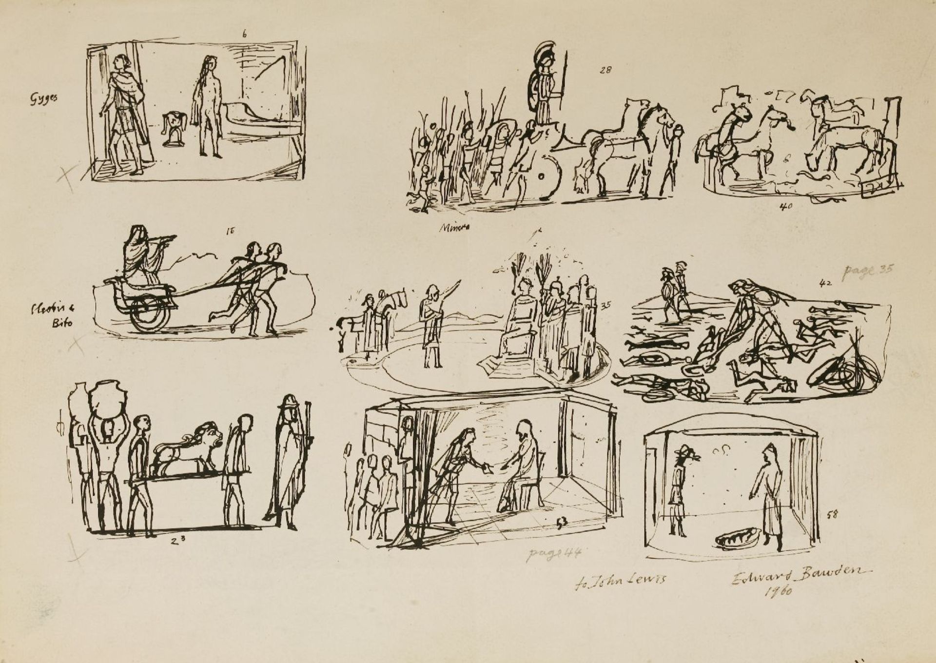 *Edward Bawden RA (1903-1989)PRELIMINARY SKETCHES FOR ILLUSTRATION TO 'HISTORIES OF HERODOTUS' (