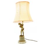 Gilt bronze cherub table lamp, marble base