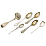 A large quantity of various silver tea and other spoons, a pair of spoons by the Eley Brothers, cast