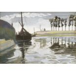 Donald HughesFIGURES ON A MOORED BOATSigned l.l., gouache34 x 47cm