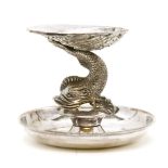 An Irish silver footed tazza modelled as a dolphin, by the Royal Irish Silver Company, Dublin, 1969