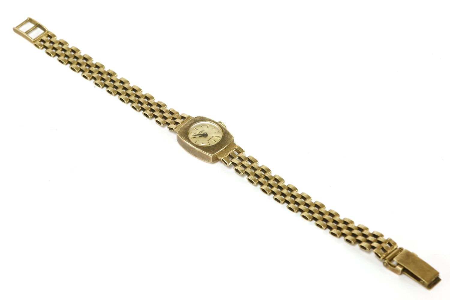A ladies 9ct gold Gradus mechanical bracelet watch, with brick link bracelet, 14.69g - Bild 2 aus 2