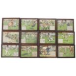 Charles Crombie 'RULES OF CRICKET' Twelve coloured prints, all framed (12)
