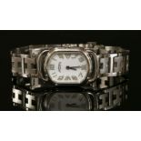 A ladies' stainless steel Hermès Rallye Quartz bracelet watch, model no. RA1.210. A white enamel