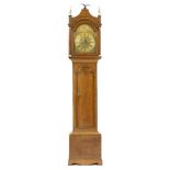 A late 18th century oak longcase clock, with arched brass dial, inscribed 'Davis, London', 234cm