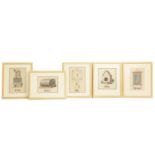 A collection of ten German early 20th century primary school teaching aid prints, each depicting