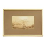 18th century German SchoolTHE PALACE OF ORANIENSTIEN, DATZSepia wash14 x 23 cm