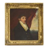 18th century English SchoolPORTRAIT OF A NAVAL OFFICEROil on panel34 x 29 cm