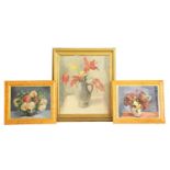 E GriffinStill Life floral study, oil on canvastogether with a smaller pair by the same artist