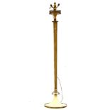 A brass, silver plated and lacquered metal standard lamp, in the manner of Soubrier, with fluted