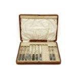 A part set of silver and agate handled knives and forks, marks for London, 1810, (four knives and