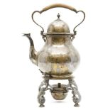 A silver spirit kettle on stand, Goldsmiths & Silversmiths company, London 1915, of pear form and on