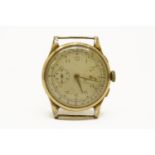 A gentlemen's 18ct gold Chronograph watch, cream dial, Arabic numerals, stamped 18k, Swiss Assay