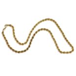 A 9ct gold rope chain necklace with bolt ring clasp, 9.72g