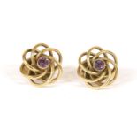 A pair of 9ct gold single stone amethyst twisted knot clip on earrings, by Cropp & Farr, 6.75g