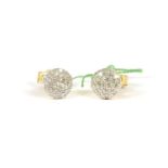 A pair of 9ct gold circular pavé set diamond cluster stud earrings