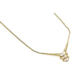 A 9ct gold necklace with diamond set 'V' shaped centrepiece, marked 9ct, c.1977 London, 8.61g