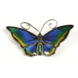 A sterling silver Norwegian David Andersen polychrome enamel butterfly brooch