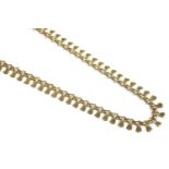 A 9ct gold fringe link necklace, with adjustable chain hook, 11.00g