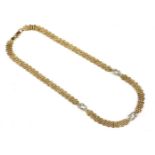 A 9ct two colour gold fancy link necklace, 12.95g