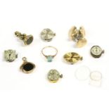 A collection of jewellery to include a gold single blue stone ring, (tested as 9ct gold), 1.73g,