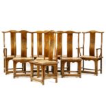 A set of eight modern Chinese hardwood chairs, including two elbow chairs, 122cm high