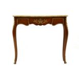A French Louis XVI style marble topped and gilt metal mounted console table, the serpentine front