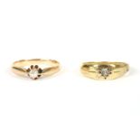 A Continental gold single stone rose cut diamond ring, marked 585, c.1910, 2.40g, and a gold