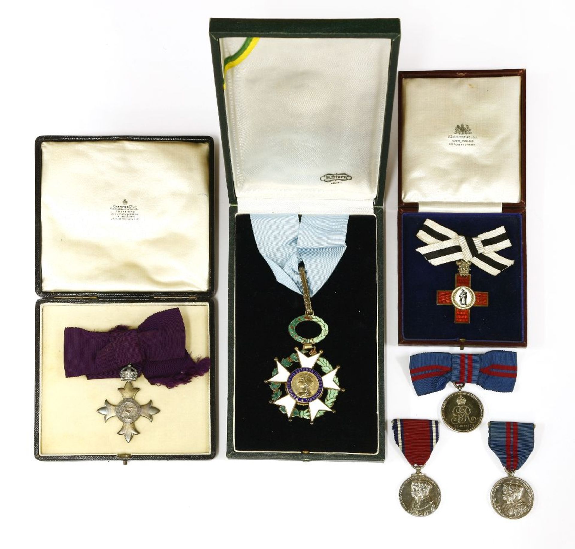 An Order of the Southern Cross,Brazil 1968, in original card box,two George V 1911 coronation