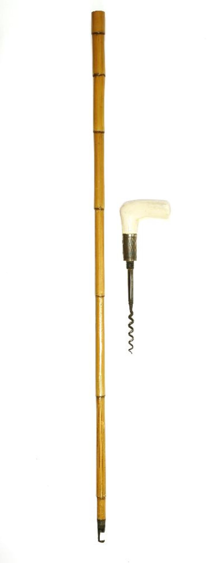 A stout traditional walking stick,c.1900, containing a rolled umbrella,89cm long - Bild 4 aus 5