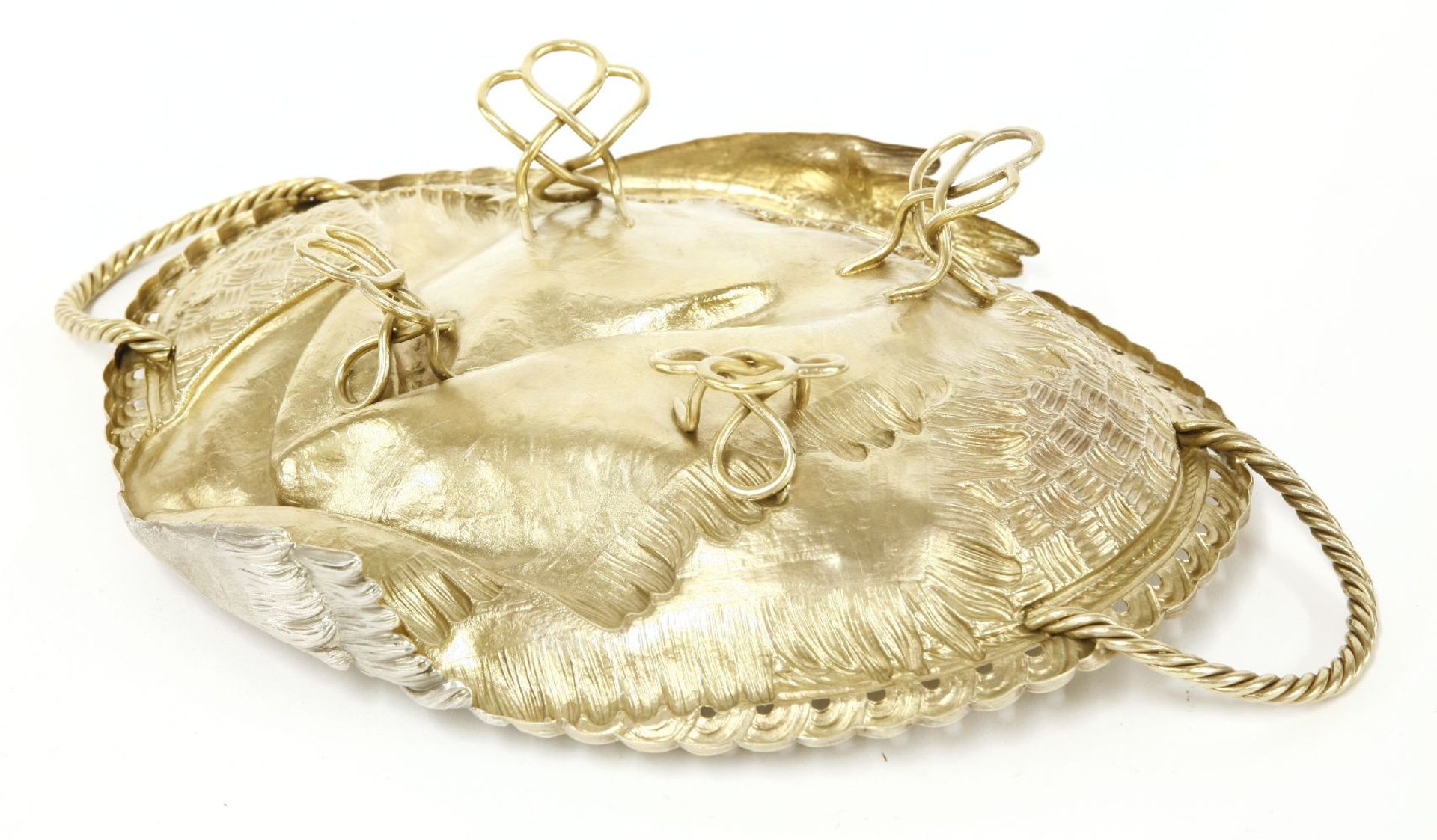 A Russian silver and silver gilt trompe l'oeil bread basket,mark of Chlebnikov, Moscow 1885, marks - Image 3 of 3