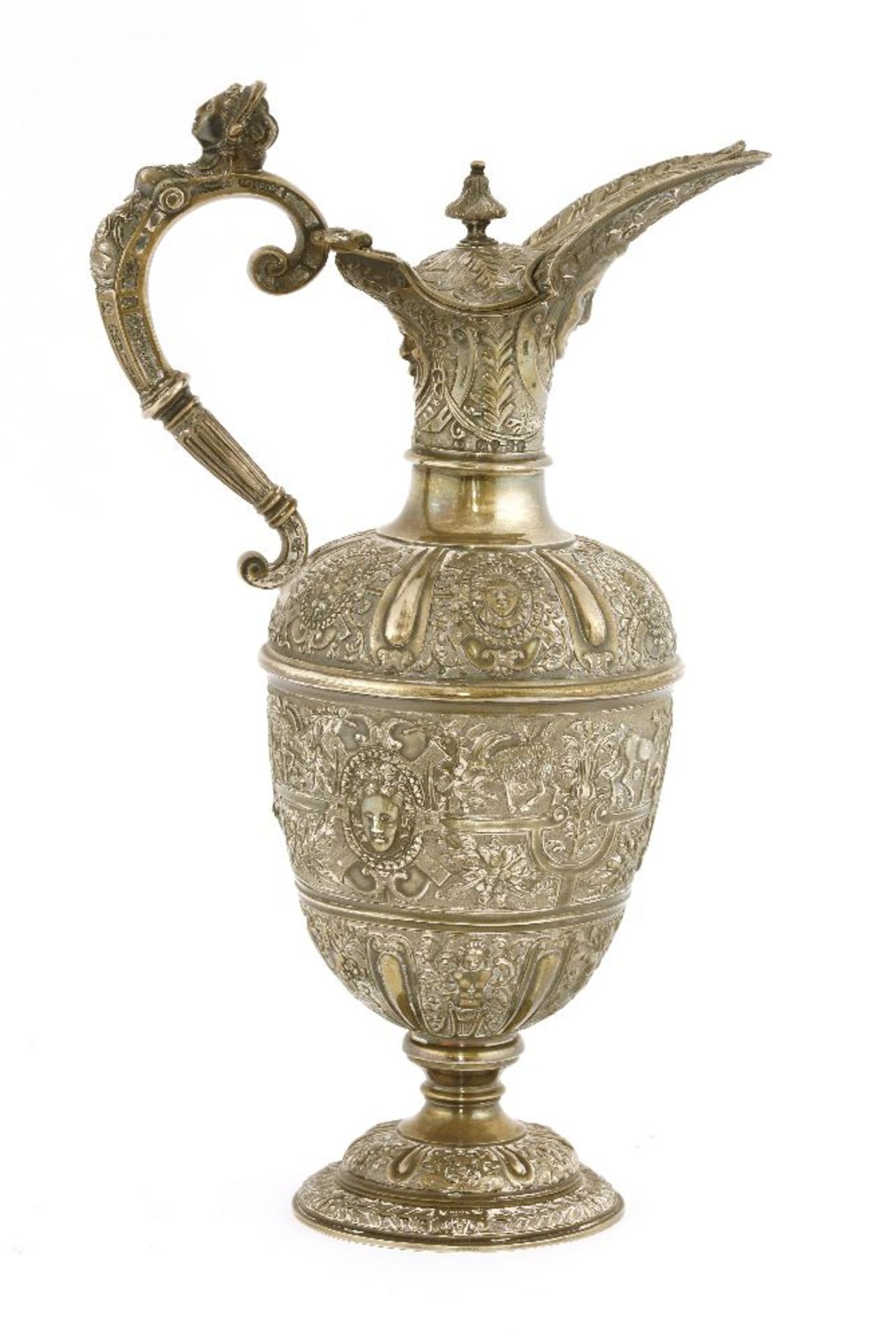 A silver ewer, by Alfred Ivory, London 1874,in the Cellini pattern, 31cm high, 29oz - Image 2 of 2