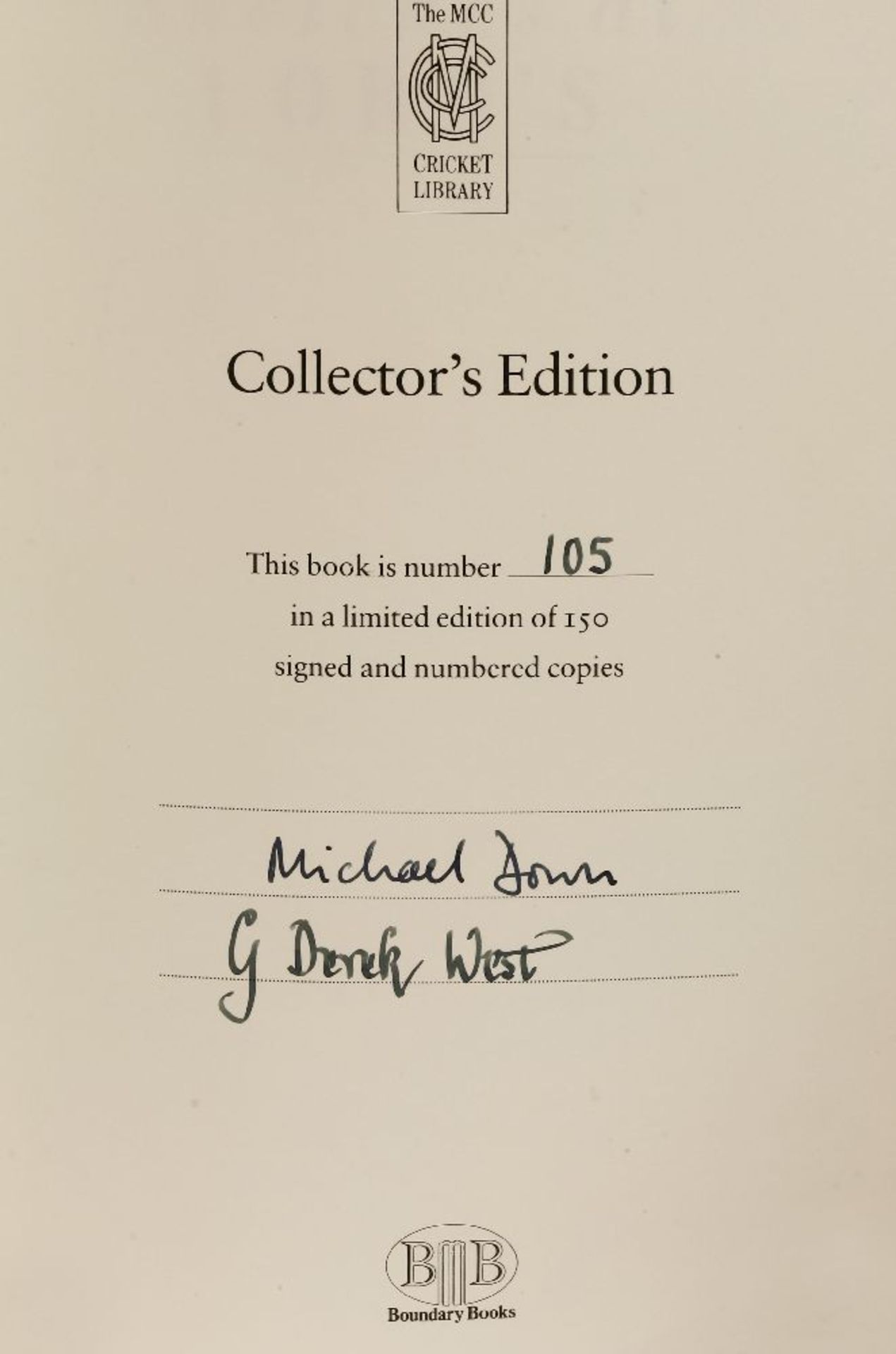 Cricket- Signed copies: 1- Graddon, Corridan: Cricket: A Set Of Etchings. Graddio Press, St. Albans, - Image 5 of 5