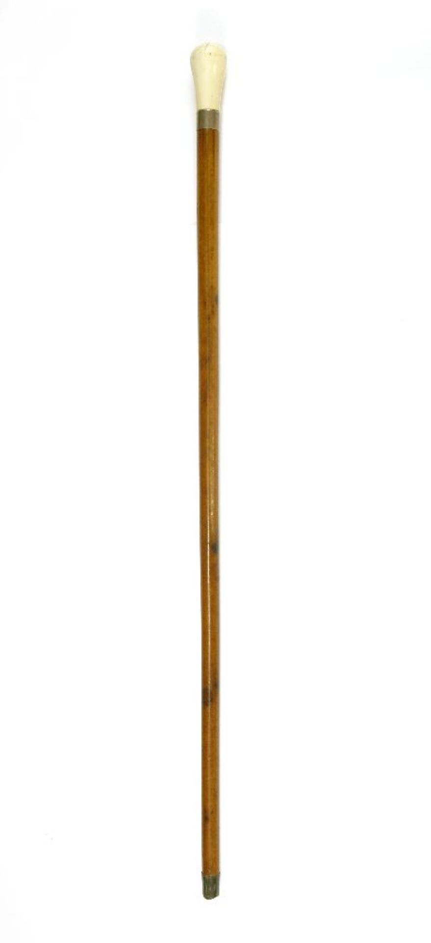 A malacca stout walking stick,19th century, concealing a flick blade within the handle,90cm long - Image 3 of 3