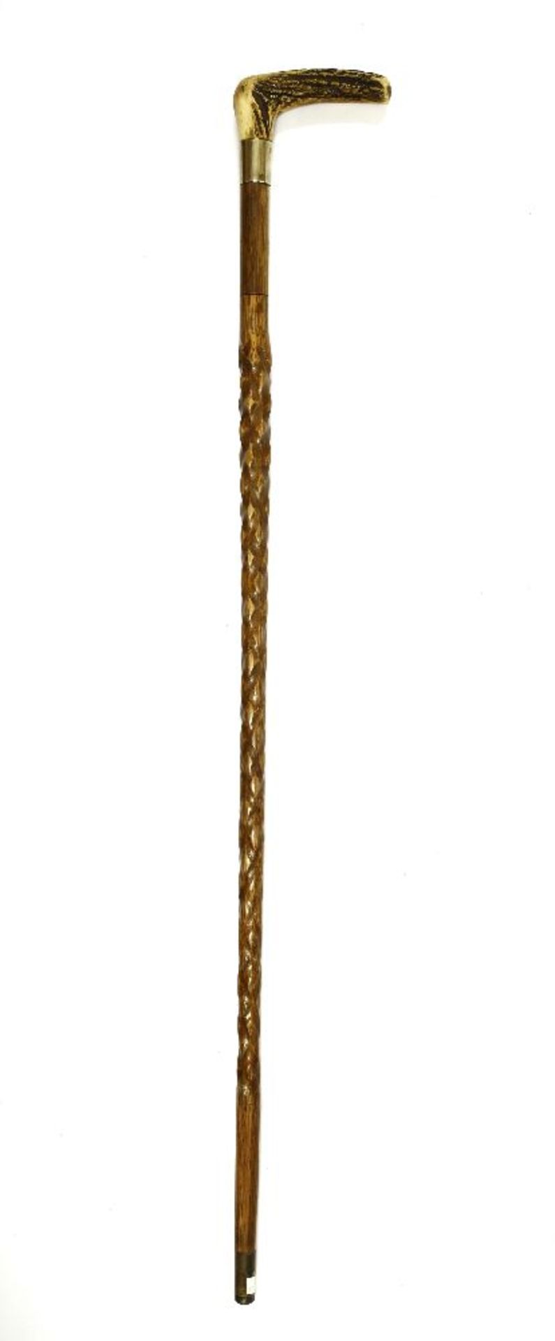 An oak 'barley corn' carved walking stick,with a bone hammer handle, a steel rapier concealed in the - Bild 2 aus 3