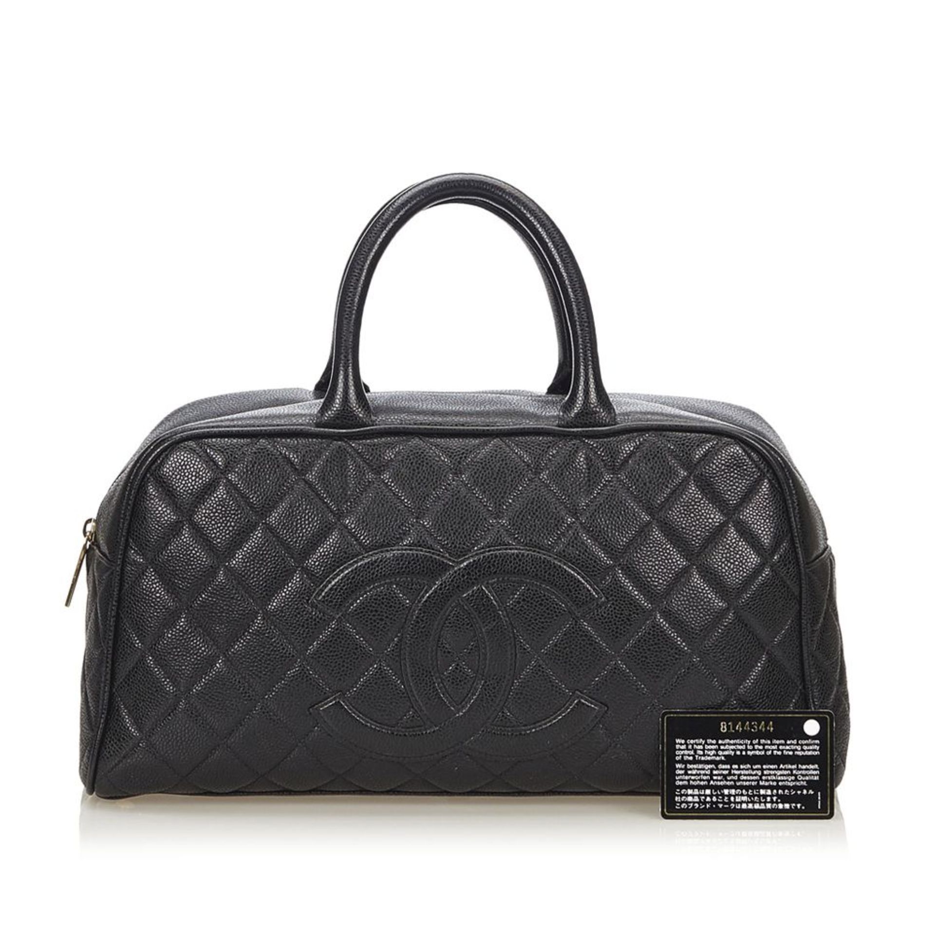 A Chanel caviar leather bowling handbag,this Boston bag features a quilted caviar leather body, with - Image 3 of 3