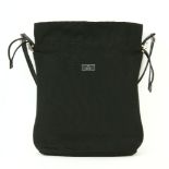 A Gucci black canvas drawstring shopper handbag,black canvas with smooth leather sides, brushed