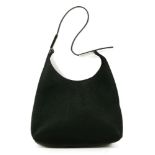 A Gucci small black satin evening handbag, with gunmetal hardware, monogrammed 'Gucci', with a black