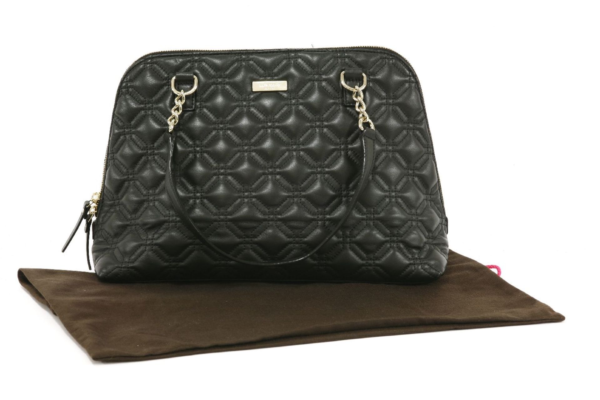 A Kate Spade black leather quilted tote handbag, featuring black octagonal quilted leather, with - Bild 2 aus 2